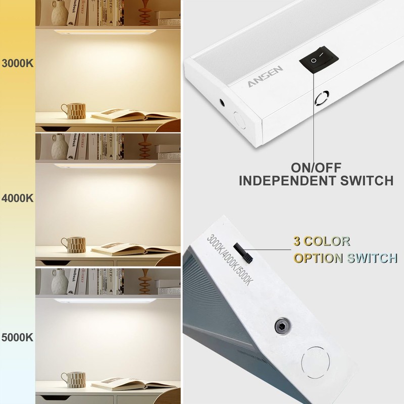 Ansen 2Packs of Under Cabinet Lighting Hardwired, 12in 10W 666LM