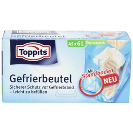 Toppits 45 x Clear Freezer Bags 6 Litre Stand Base