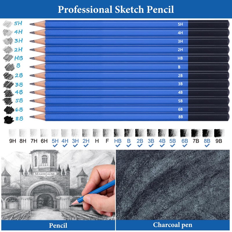 Lrocotanc Rofessionelle Drawing Sets 33 Pieces Sketching Pencils Drawing Pencils