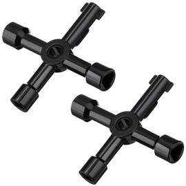 Shappy 2 Pack Electric Cabinet Panel Keys Gas Meter Water Sillcock Utility 4 Way Keys Multi-functional, Black
