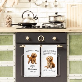 Lengues Funny Cockapoo Kitchen Towels Set of 2, Dog Decor Hand Towels for Kitchen, Gifts for Dog Lovers Dish Towel, Funny Every Meal You Make Every Bite You Take Hand Towel for Home Decor 16x24 Inch