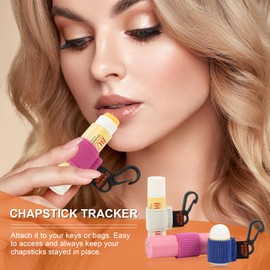 Desing Wish 4 PCS Mini Chapstick Holder Key Chain Close Fitting Lip Balm Holder Sleeves Elastic Sleeve Chapstick Keychain Holder for Lip Balms/Lip Gloss/Lipsticks (Beige/White/Lake Blue/Grey)