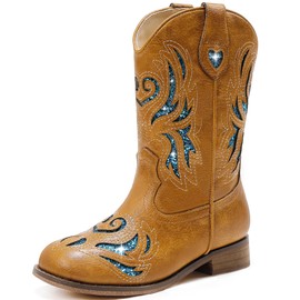 Motasha Kids Cowboy Boots Western Boots Boys Cowboy Boots Glitter Toddler Boot Cowboy Boots For Girls Mid Calf Little Kid/Big Kid Party Birthday Riding Shoes Cowgirl Outfits (M7106 T Blue 12)