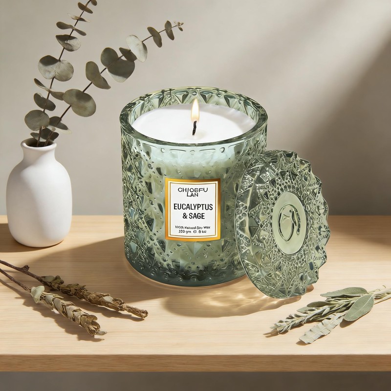 Chloefu LAN Eucalyptus & Sage Scented Candles Luxury Candle with