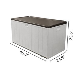 Decksplore 110 Gallon Pro Lockable Resin Deck Box, Waterproof Outdoor Storage Box for Patio Furniture, Garden Tools, Pool Accessories, UV-Resistant Outside Delivery, Grayish Brown