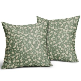 Aytipun Spring Sage Green Pillow Covers 18x18 Set of 2 Vintage Floral Rustic Old Style Cute Flower Print Decorative Outdoor Pillowcases Seasonal Farmhouse Throw Cushion Case Decor for Couch Sofa Bed