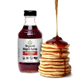 Maple Valley Organic Pure Maple Syrup, Dark & Robust Better Than Pancake Syrup, Use for Coffee or All-Natural Sugar Substitute in Cooking and Baking (16oz Glass Bottle)