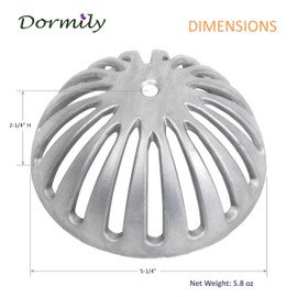 Dormily Heavy Duty Dome Strainer Floor Drain Cover, Aluminum Sink Drain for Restaurant, Laundry, Kitchen, and Garden. (5-1/4" Diameter x 2-1/4"H)