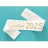 Generic Senior Sash 2025, 8 Pack Gold Glitter White Satin