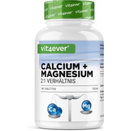 vit4ever Calcium 800 mg + Magnesium 400 mg (2 Tablets) - 180 Tablets - 3 Month Supply - Calcium + Magnesium Complex in 2:1 Ratio - Vegan - Laboratory Tested - High Dose