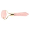 Natural Rose Quartz Welding Gold Metal Roller Massager Jade Beauty