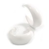 White Acrylic Half Hoop Earrings - 40mm D