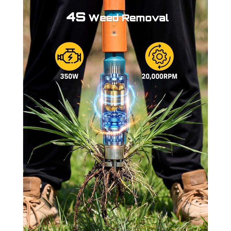 Seesii Electric Stand Up Weed Puller Tool with 2 x
