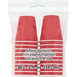 Premier Stylz Brand Red Plastic Shot Glass - 2 oz. (20 Pieces) - Perfect for Parties and Celebrations