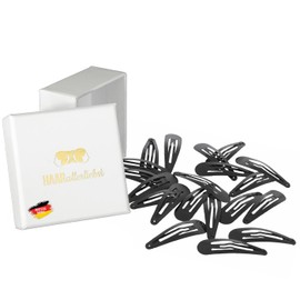 HAARallerliebst Hair Clips (20 Pieces | Black | 4.9 cm) Ribbed for More Hold Including Box for Storage (Box Colour: White)