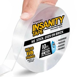 Heavy Duty Double Sided Tape for Walls & Crafts - Multi-Use Nano Tape Waterproof, Hang Pictures On Wall Without Nails, Rug Tape, Picture Hanging Strips (Thick & Wide: 1.2 in. x 120 in. x 2mm)