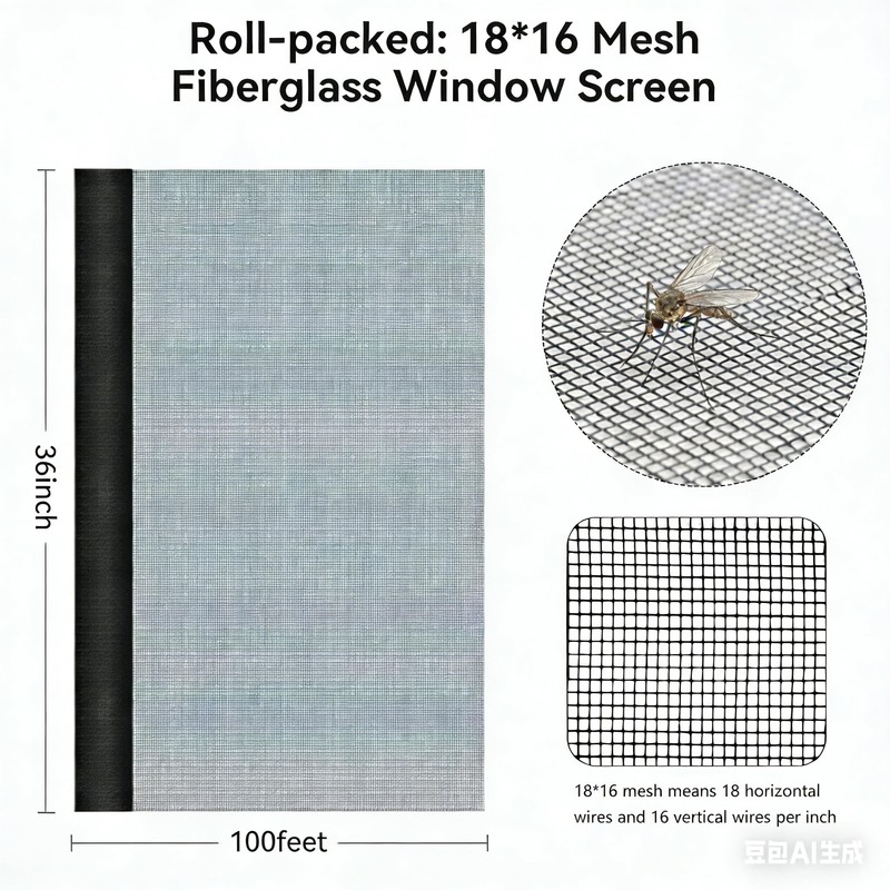 Fiberglass Screen Roll Black 36" x 100' Window Screen Replacement
