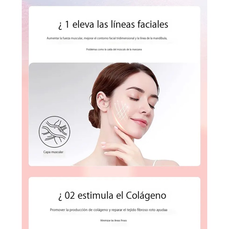 Microcorriente Lifting Antiarrugas Y Adelgazamiento Y Gel Rosa