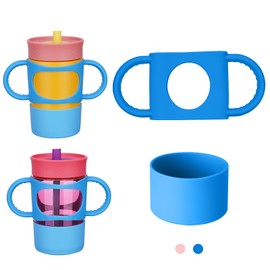 NiHome - Vaso de silicona de doble asa y bota para niños Owala de 12 onzas, 15 onzas, fácil de instalar para que los niños pequeños se agarren y entrenen, protección contra caídas de la manga inferior