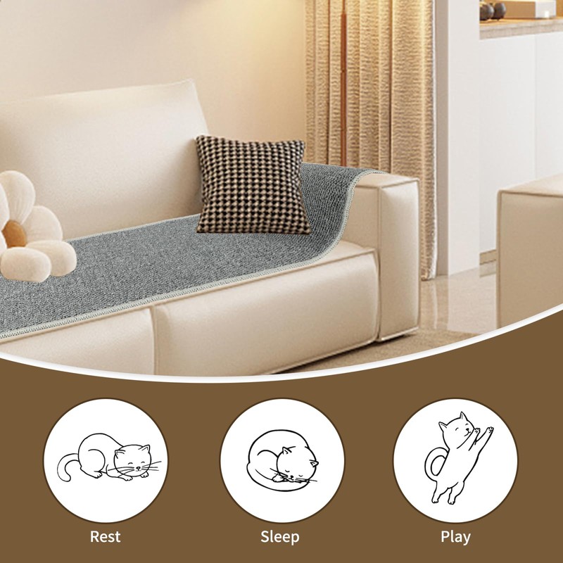 FHTONGE 71x15.8 Thickened Cat Wall Climbing Carpet with 16 Fixed