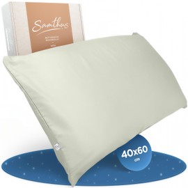 Samthus Pillowcase (40 x 60 cm), Cotton, Satin, Oeko-Tex Made in Green, Heavenly Soft Sleep with Breathable Pillowcase, 1 x Cushion Cover, Green, with YKK Zip
