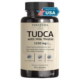 TUDCA with Milk Thistle 1250mg - Liver Support, Liver Health, Gallbladder Supplements *USA Made and Tested*, Tudca Supplement, Bile Salts Supplement, Liver Health Supplement - 90 Capsules