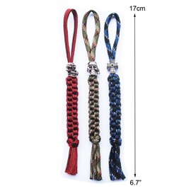 AOHOCA 3pcs Knife Paracord Lanyard Ropes with Alloy Skull and Cross Pendant,EDC Multifunctional Tool Outdoor Camping Folding Knives Gadget Ornaments