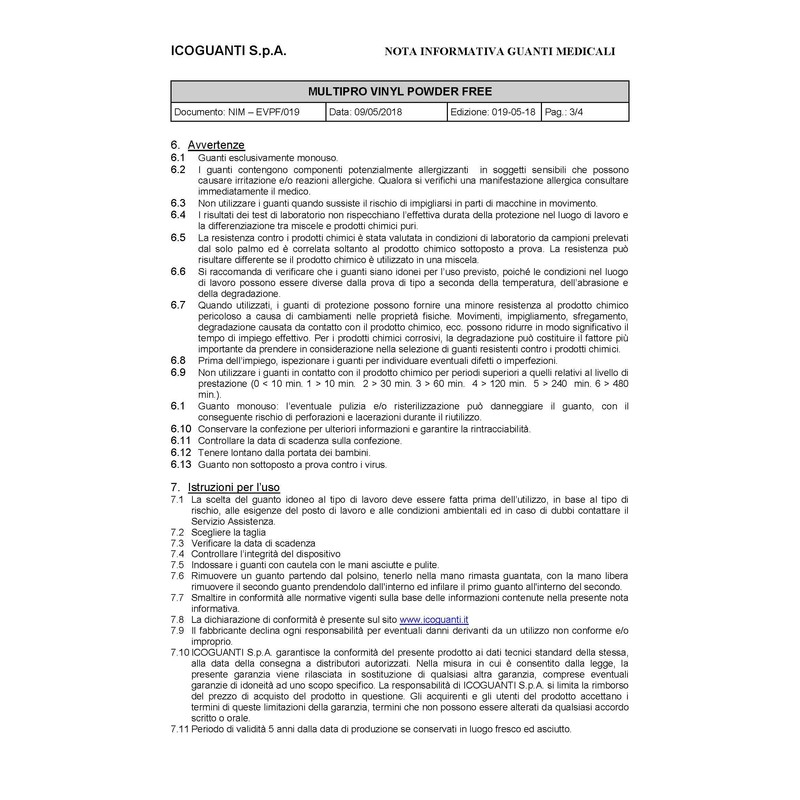 MULTIPRO VINYL PF medical vinyl glove