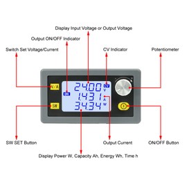 DC Boost Buck Converter, XY-SK80H DC-DC 80W 5A Adjustable Voltage Converter, CCCV Step Up Down Power Supply Module Solar Charging Module with LCD Display and Fan