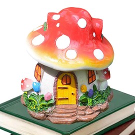 Fairy Garden Accessories Outdoor Statues - Mushroom Garden Fairy Cottage Figurines,Resin Figurine Mushroom Figurines Lawn Ornaments for Patio Yard
