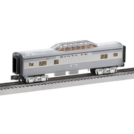 Lionel 684725 Santa Fe Add-On Vista Dome Car, O Gauge, Silver, Gray, Tan, black