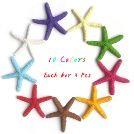 Toosunny 30 Pieces Starfish Decor, Colorful Resin Pencil Finger Starfish Decorative & Dried Starfish Ornaments for Wedding Party Christmas, Home and Crafts Project