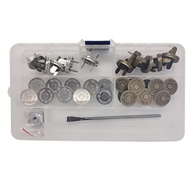 20 Sets 18MM Magnetic Button Clasp Snaps Fastener with Install Tool Magnetic Round Snaps DIY Craft Buttons Kit for Sewing, Craft, Purses, Bags, Clothes, Leather (Pin)