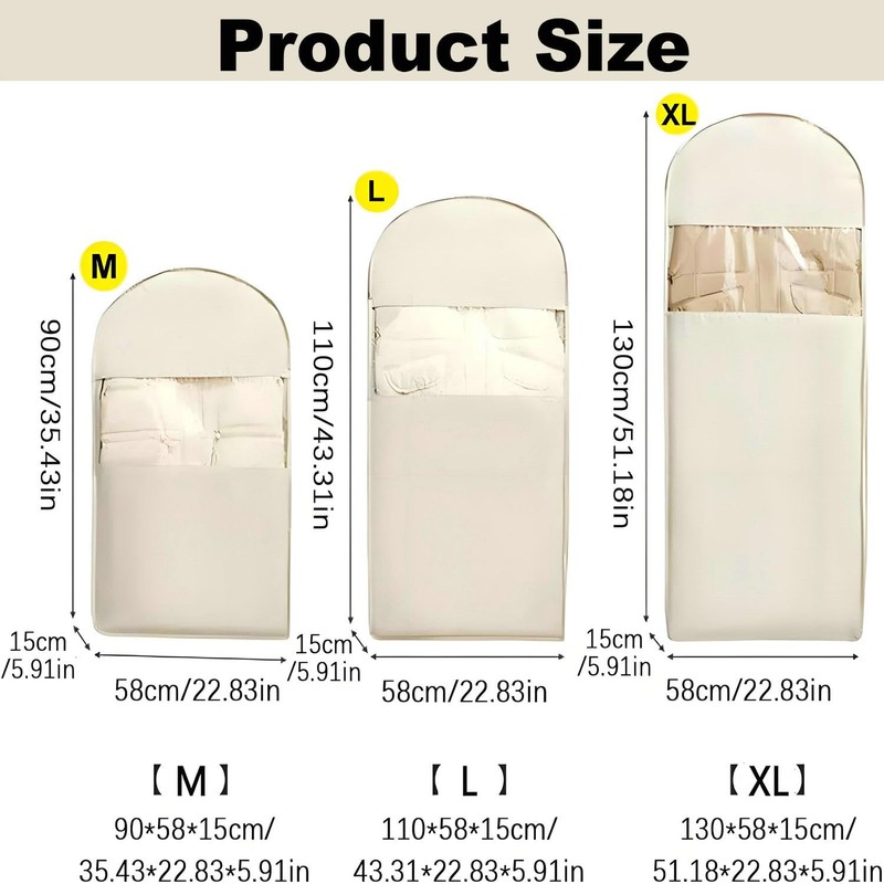 ARAINY Space Saving Hanging Garment Bag with Self Compression Zipper,