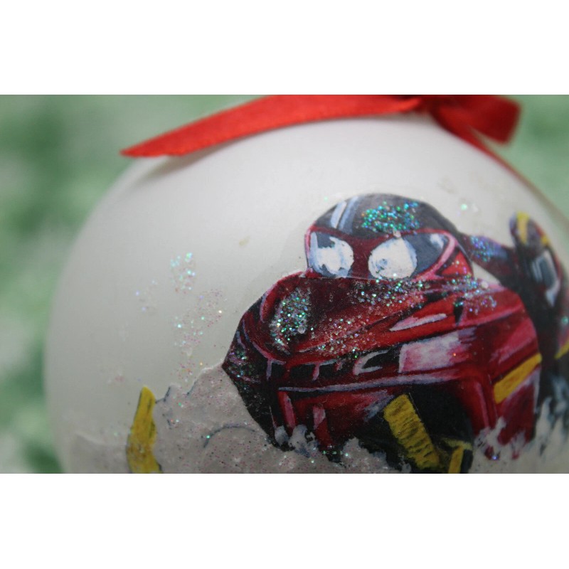 Handmade M003 Hand-made Christmas Ornament - snow SNOWMOBILE snowmobiling sled