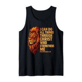 Philippians 4:13 Religious Lion Strengthens Christian Tank Top