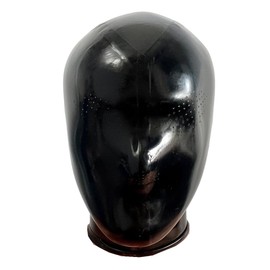 GREEFEI Black Latex Micropore Hooded Mask, Rubber Mask with Zip, Eyes, Mouth, Handmade, Latex Mask, Cosplay Costume, XXL