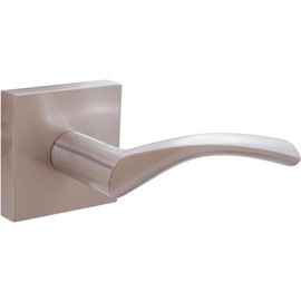 Stone Harbor Hardware Turin Door Lever with Square Rosette, Passage (Hall/Closet) Latch, Satin Nickel