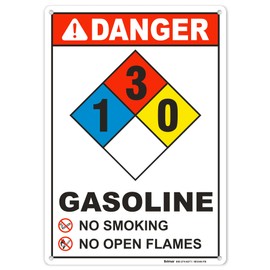 Brimar - 7" x 10" - NFPA Gasoline 1-3-0 Sign - .040″ Rust-Free Aluminum - Hazard Warning - Bold Text