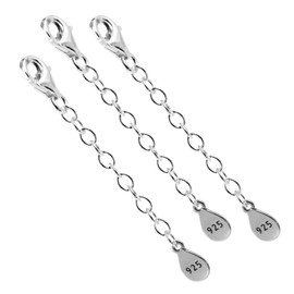 DIY925 Set of 3 Extension Chains 5 cm 925 Sterling Silver Nickel-Free for Bracelets and Necklaces in Jeweller's Quality