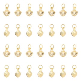 UNICRAFTALE Pack of 40 Shell Pendants, Brass Pendants, 18 Carat Gold-Plated Ocean Pendants, Sea Animal Pendants, Summer Metal Pendants, Shell Pendants for Making Necklaces, Bracelets, Earrings,