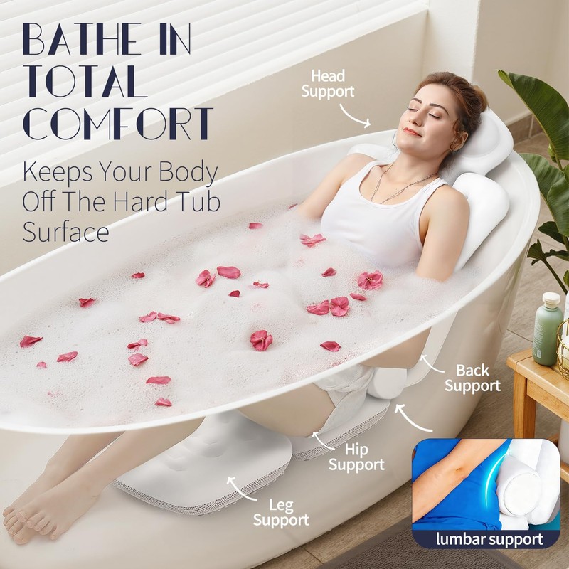 Full Body Bath Pillow for Tub, Thick Bathtub Cushion Mat