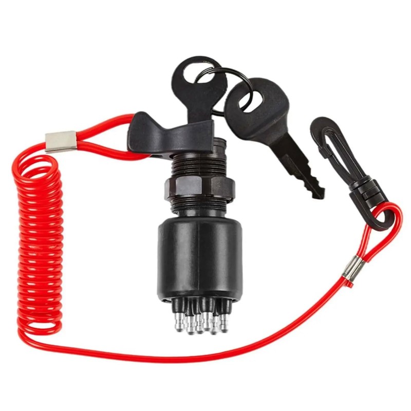 HeuroFosh 5005801 Boat Ignition Key Switch & Safety Lanyard Assembly