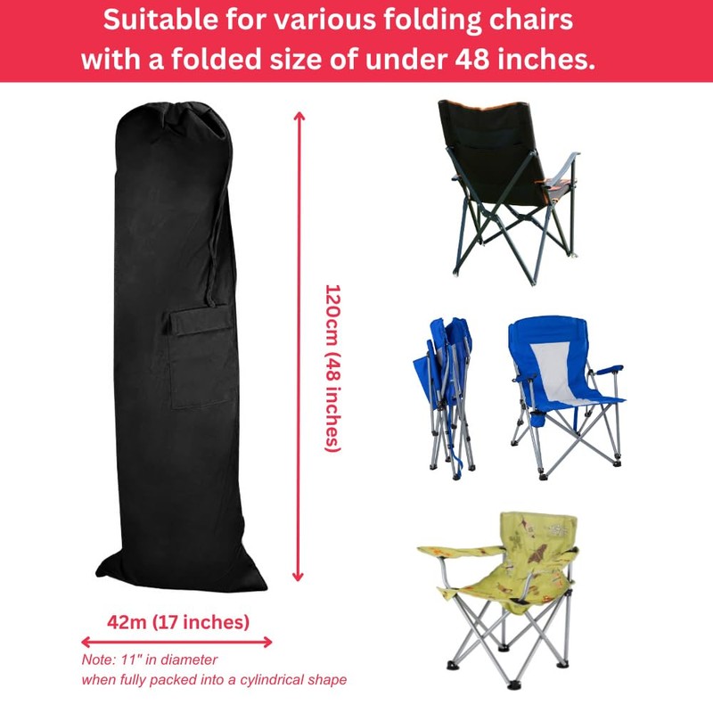 Heavy Duty Camping Chair Replacement Bag with Side Pocket, Camp