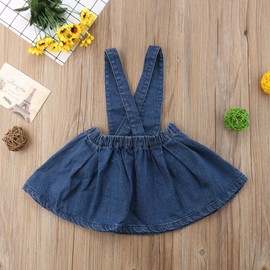 ZAXARRA Toddler Baby Girls Strap Suspender Skirt Overalls Dress Outfit (Blue, 4-5T)