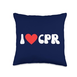 I Love CPR! Funny EKG Heartbeat First Aid Trainer Throw Pillow