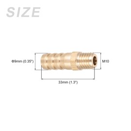 METALLIXITY Brass Hose Barb Fitting (M10-1.5 Male x 10mm Barbed) 4pcs, Hose Pipe Connector - for Fuel Air Water Oil Gas