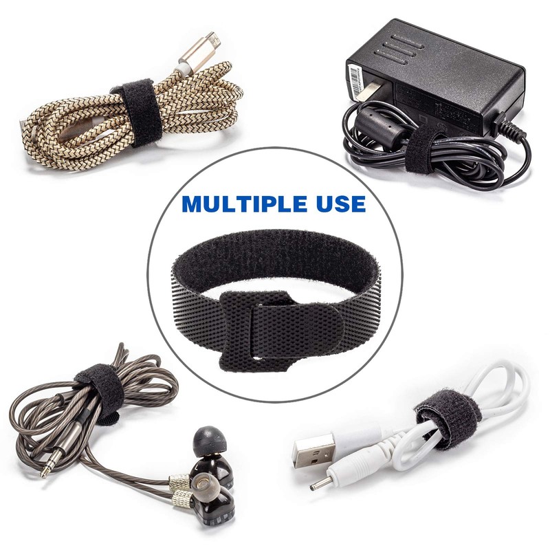 OneLeaf 80PCS Reusable Cable Ties, Black Adjustable 150mm Cord Organizer