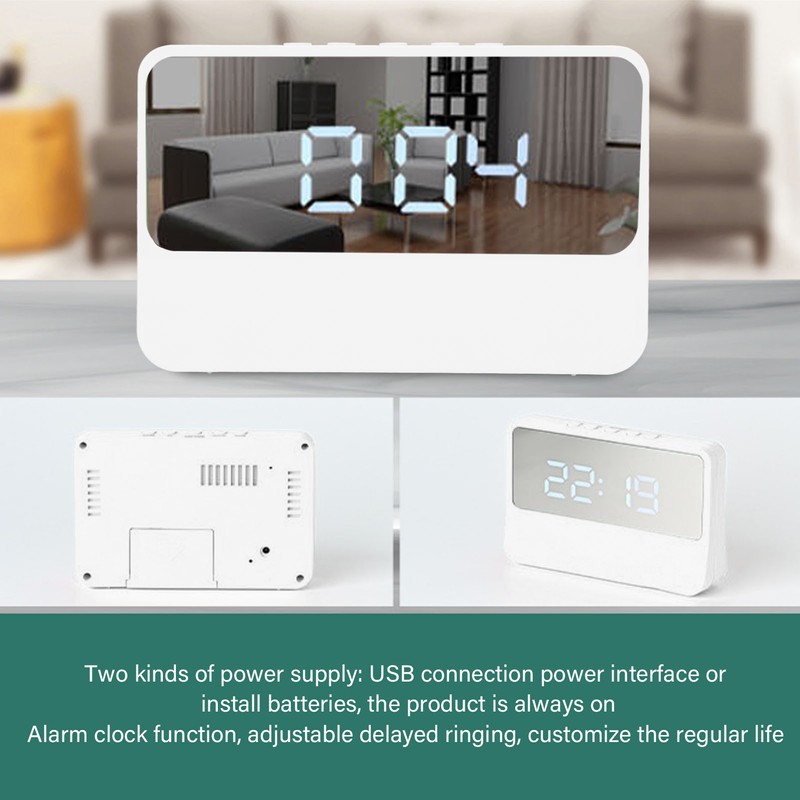 LED Digital Alarm Clock Simple Modern High Definition Display Mirror