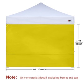 ABCCANOPY 15+Colors 10' Sun Wall for 10'x 10' Straight Leg pop up Canopy, 10' Sidewall kit (1 Panel) with Truss Straps (Yellow)